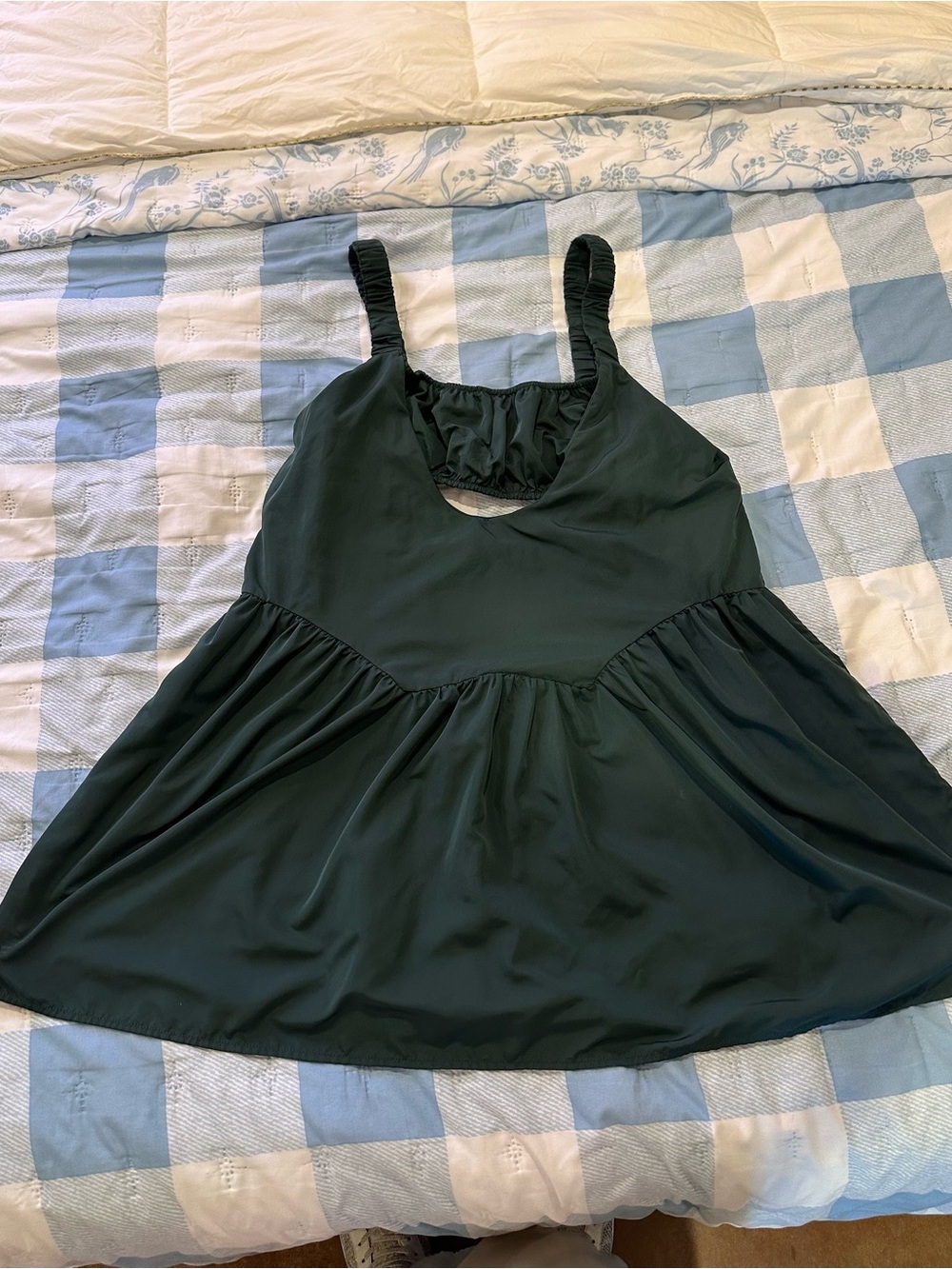 Dark Green Skater Dress with shorts Fit and Flare